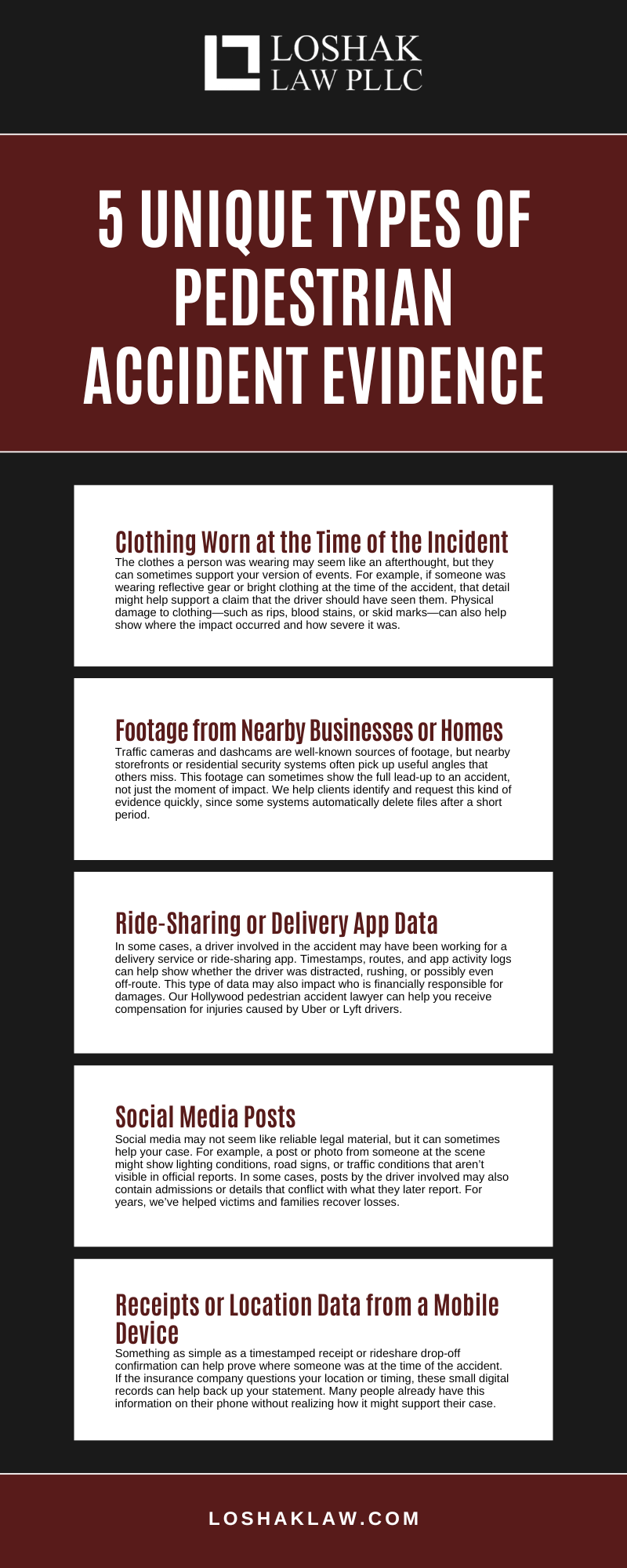 5 Unique Types Of Pedestrian Accident Evidence Infographic